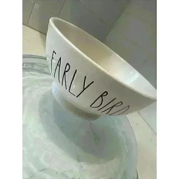 Rae Dunn Artisan Collection by Magenta Early Bird Cereal Bowl Black Text - Picture 2 of 14